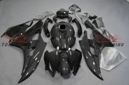 Kit carénage fibre de carbone brillante + cache réservoir pour Yamaha YZF R6 2006-2007 noir